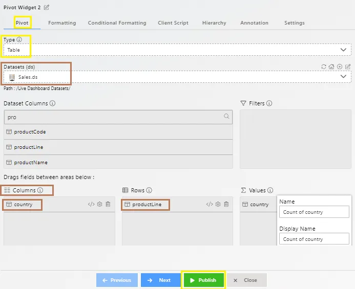 Pivot Table Details