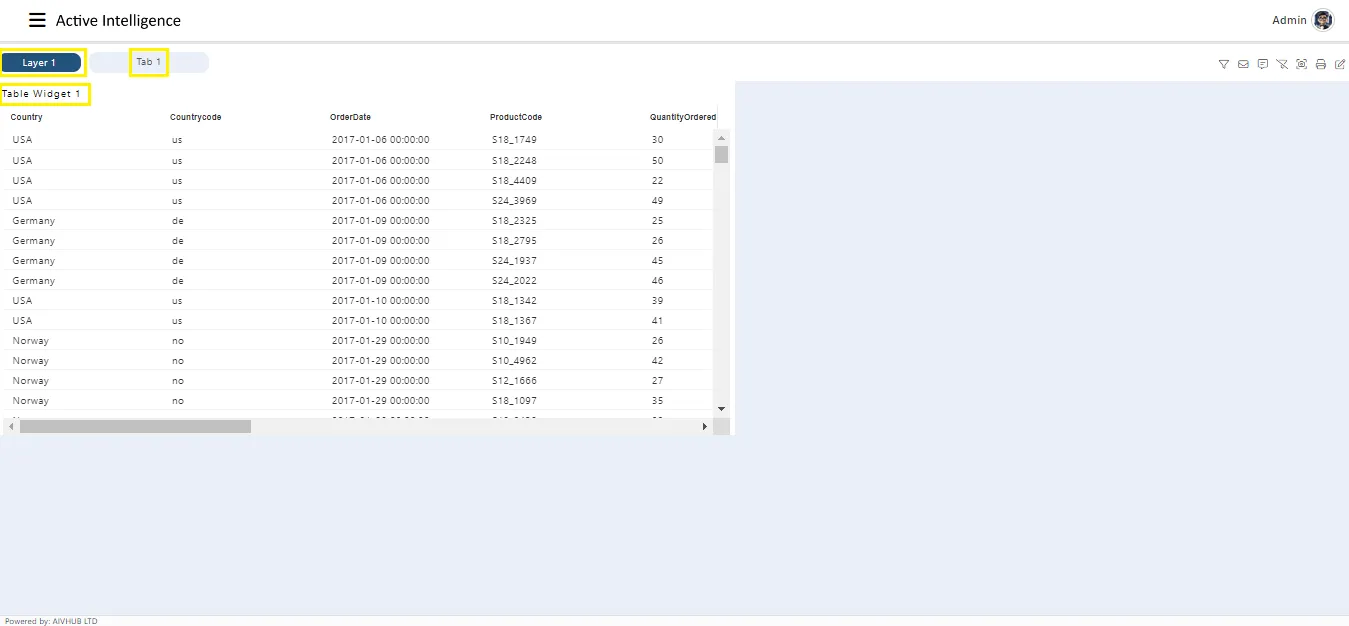 Layer 1 Table Widget