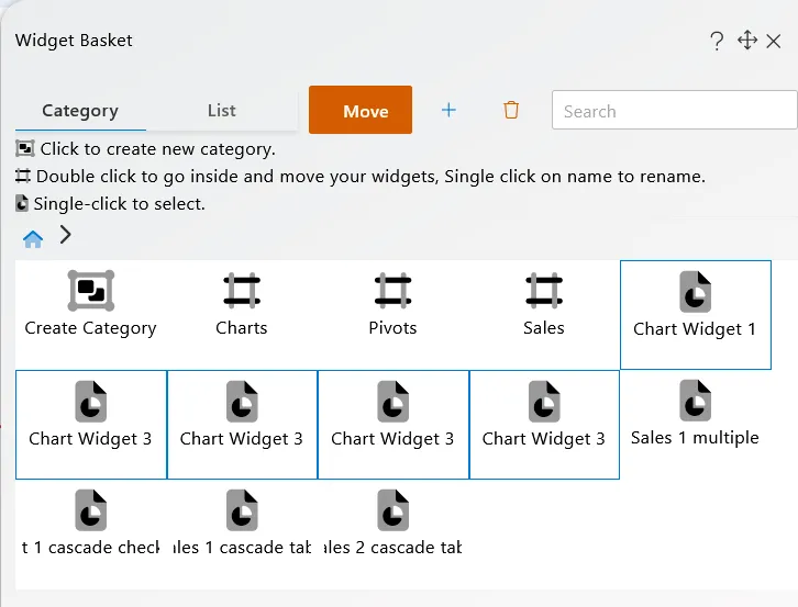 Widget-basket introduction