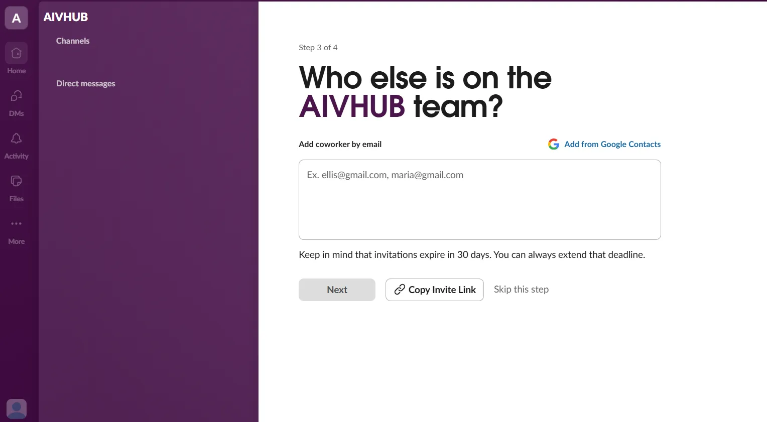 Slack workspace – Step 3 of 4