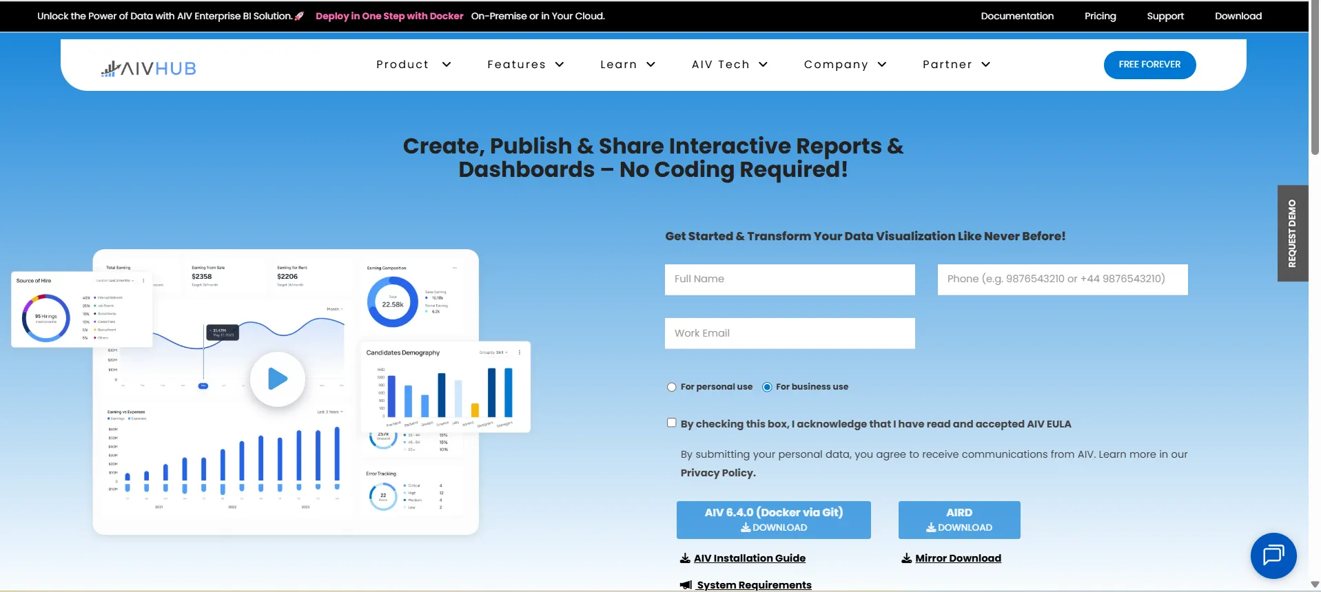 AIV download page with form and Submit button