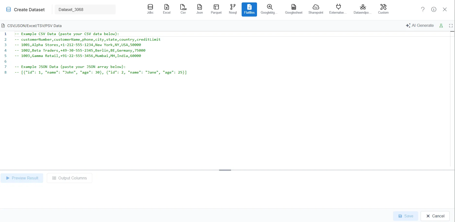 Connection Selection – Flat Files