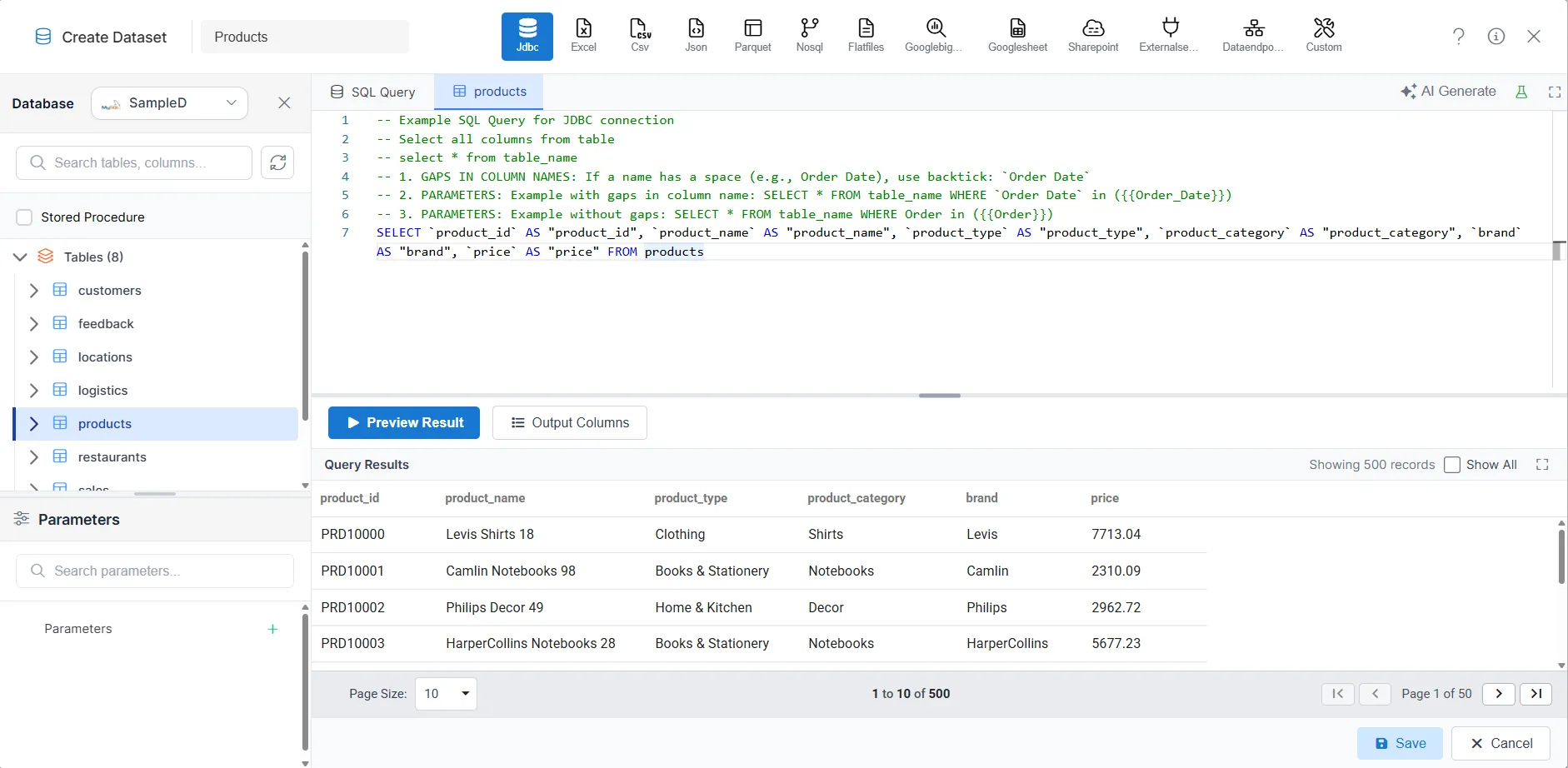 Query Preview Result